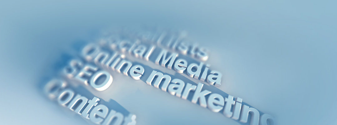 SEO, Social Media and Online marketing services depicted by letters on a white background