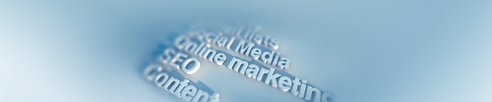 SEO, Social Media and Online marketing services depicted by letters on a white background